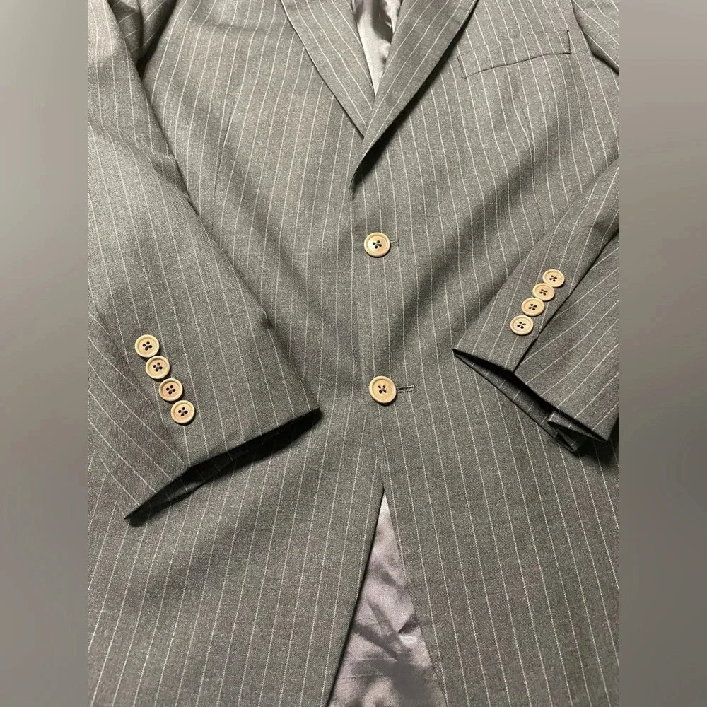 Brooks Brothers 346 Stretch Wool Blazer Pinstripe 2 Button Office Work Size 42L